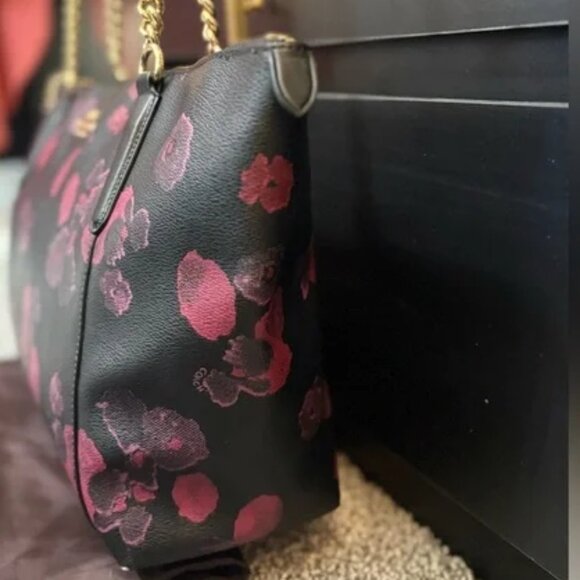 COACH Ava Chain Tote With Halftone Floral Print Gold Hardware - Picture 8 of 12